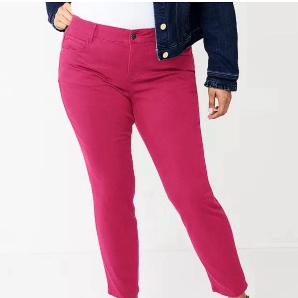Draper James RSVP Bright Pink Skinny Jeans, Plus Size 18W
